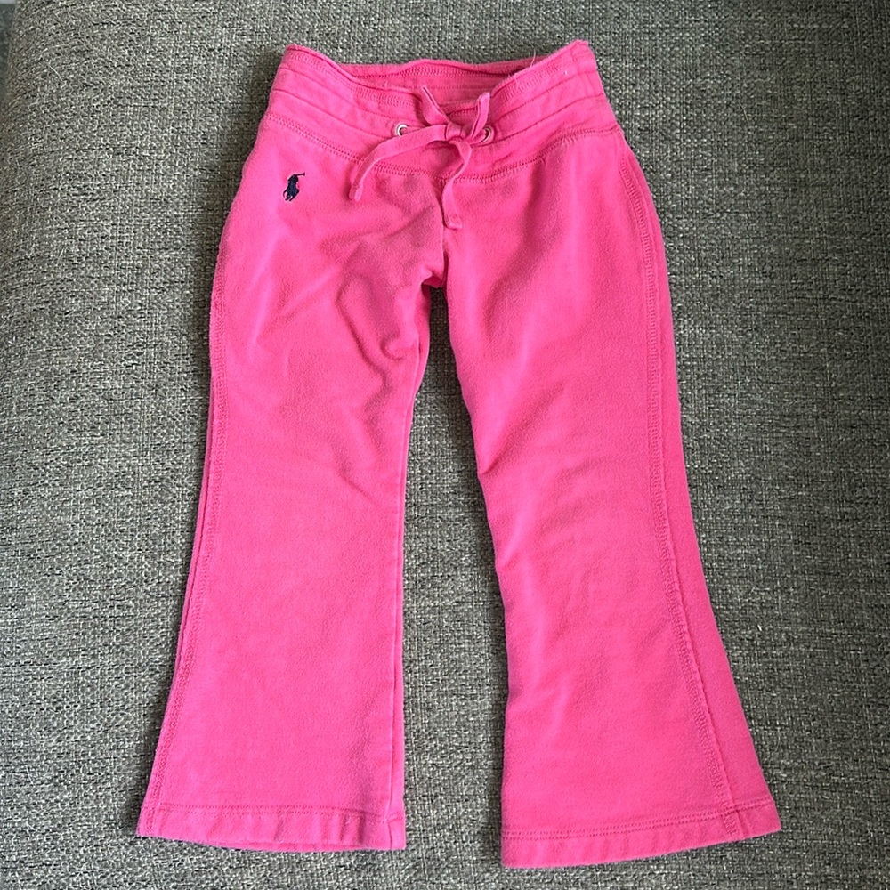 Ralph Lauren Toddler Girls Pink Fleece Flare Sweatpants Track Pants Size 2/2T